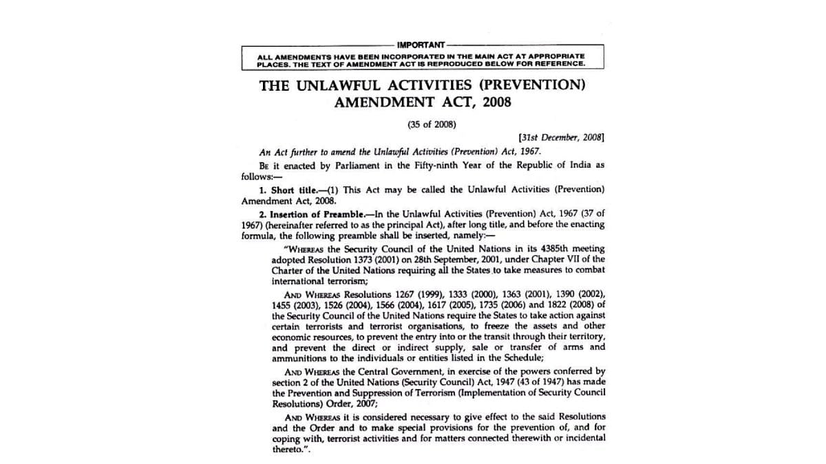 The Unlawful Activities (Prevention) Amendment Act, 2008